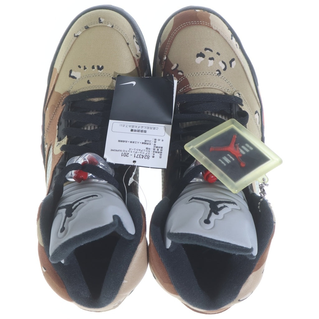 NIKE(ナイキ) ×Supreme AIR JORDAN5 RETRO DESERT CAMO 824371-201 シュプリーム エアジョーダン5 レトロ デザート カモ ハイカットスニーカー ブラウン/ベージュ US9.5/27.5cm