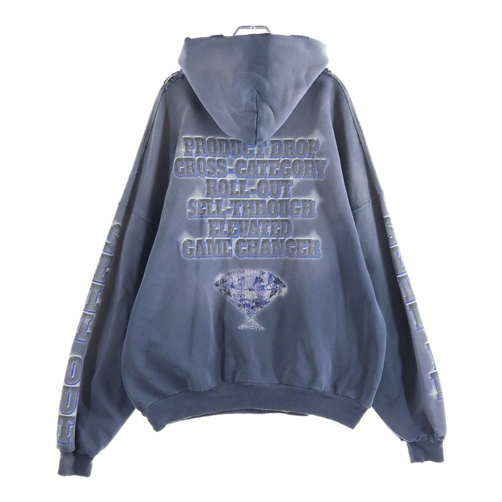 BALENCIAGA(バレンシアガ) 24SS Large Fit Hoodie ラージフィットフーディー パーカー ウォッシュド加工 ブルー 739024