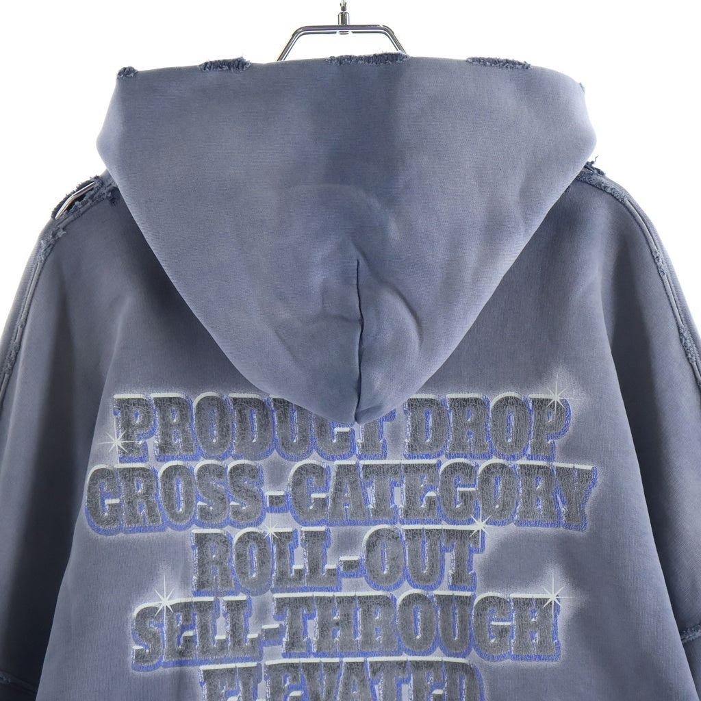 BALENCIAGA(バレンシアガ) 24SS Large Fit Hoodie ラージフィットフーディー パーカー ウォッシュド加工 ブルー 739024
