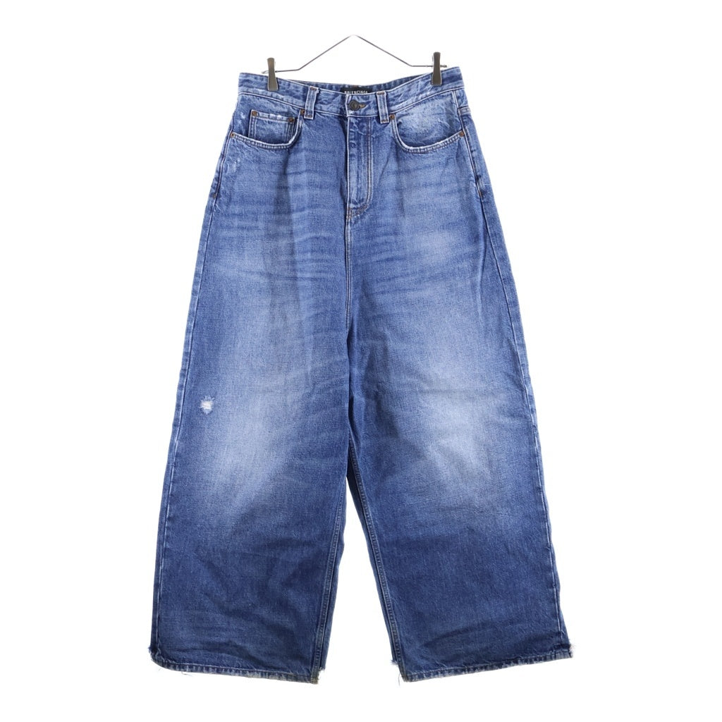 BALENCIAGA(バレンシアガ) 22AW Low Crotch Jeans クラッシュ加工ウォッシュド バギーデニムパンツ ジーンズ インディゴ 706652 TBP48