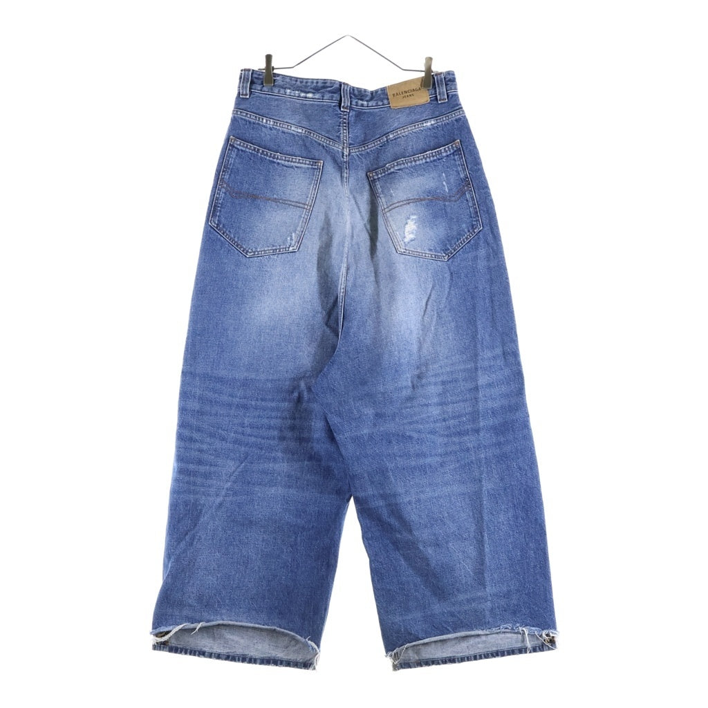 BALENCIAGA(バレンシアガ) 22AW Low Crotch Jeans クラッシュ加工ウォッシュド バギーデニムパンツ ジーンズ インディゴ 706652 TBP48