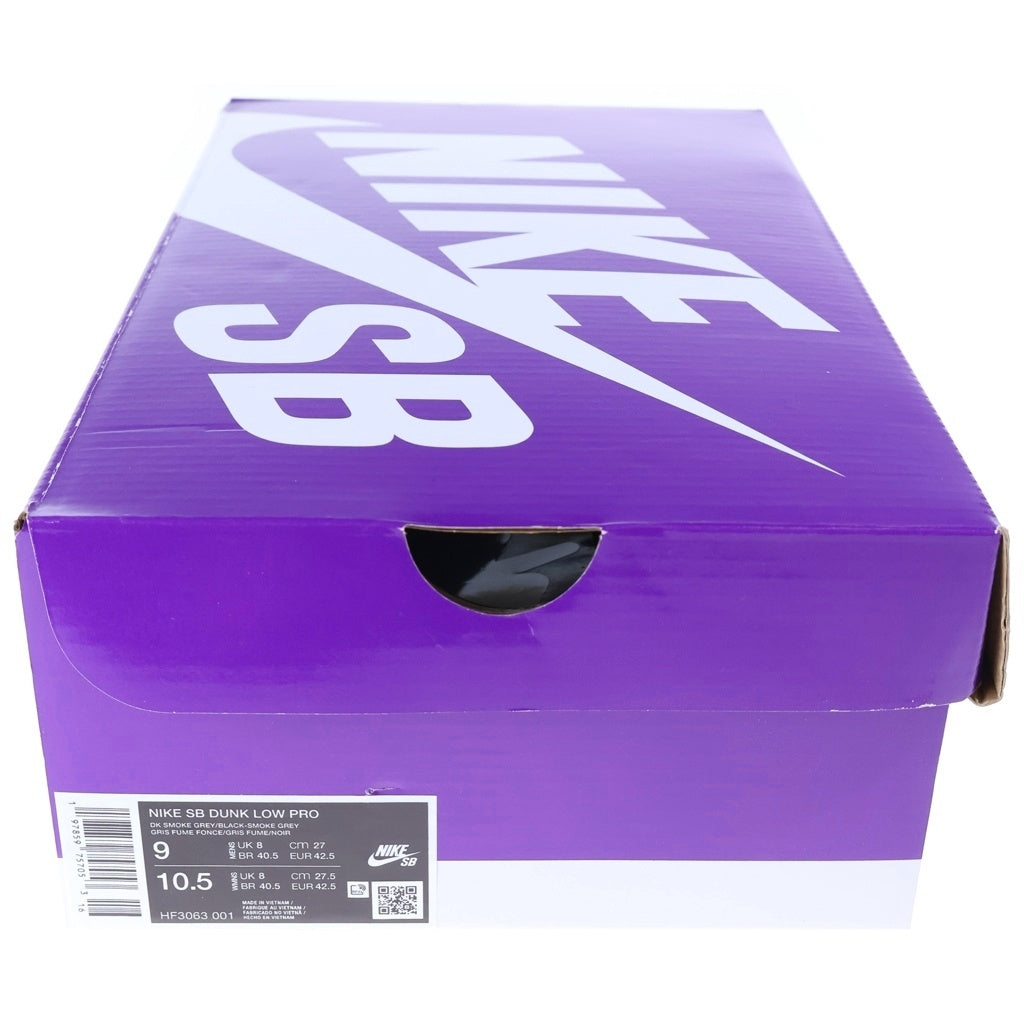 NIKE SB(ナイキエスビー) DUNK LOW PRO DARK SMOKE GREY ダンク ダークスモークグレー ローカットスニーカー ブラック/グレー US9/27cm HF3063-001