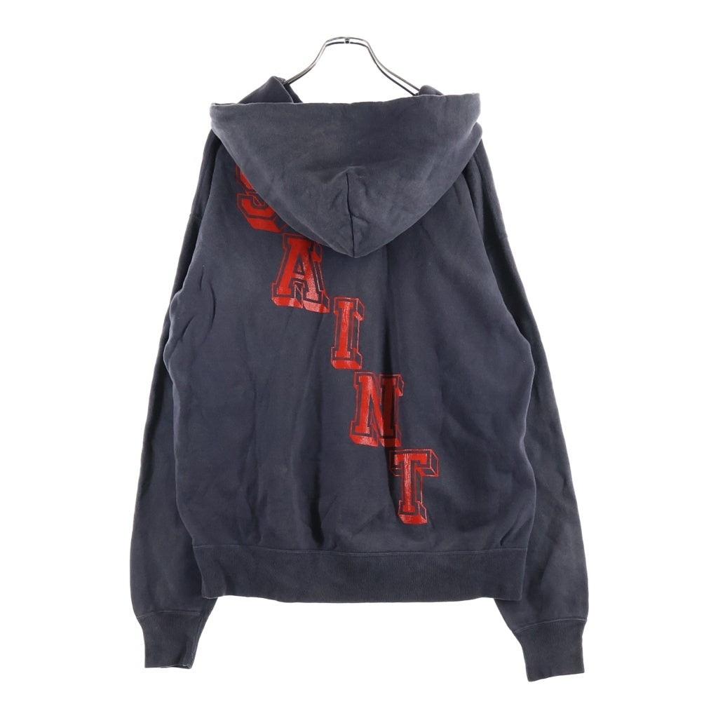 SAINT MICHAEL(セントマイケル) 24SS ANGEL HOODIE エンジェルプリント ユーズド加工 フーディー プルオーバーパーカー ブラック SM-YS8-0000-034
