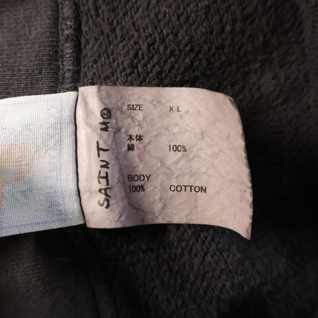 SAINT MICHAEL(セントマイケル) 24SS ANGEL HOODIE エンジェルプリント ユーズド加工 フーディー プルオーバーパーカー ブラック SM-YS8-0000-034