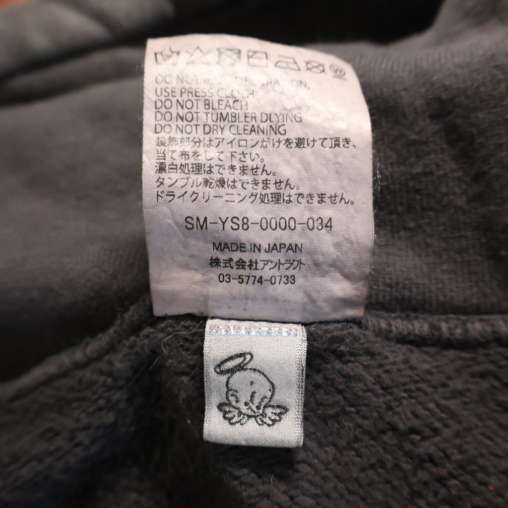 SAINT MICHAEL(セントマイケル) 24SS ANGEL HOODIE エンジェルプリント ユーズド加工 フーディー プルオーバーパーカー ブラック SM-YS8-0000-034
