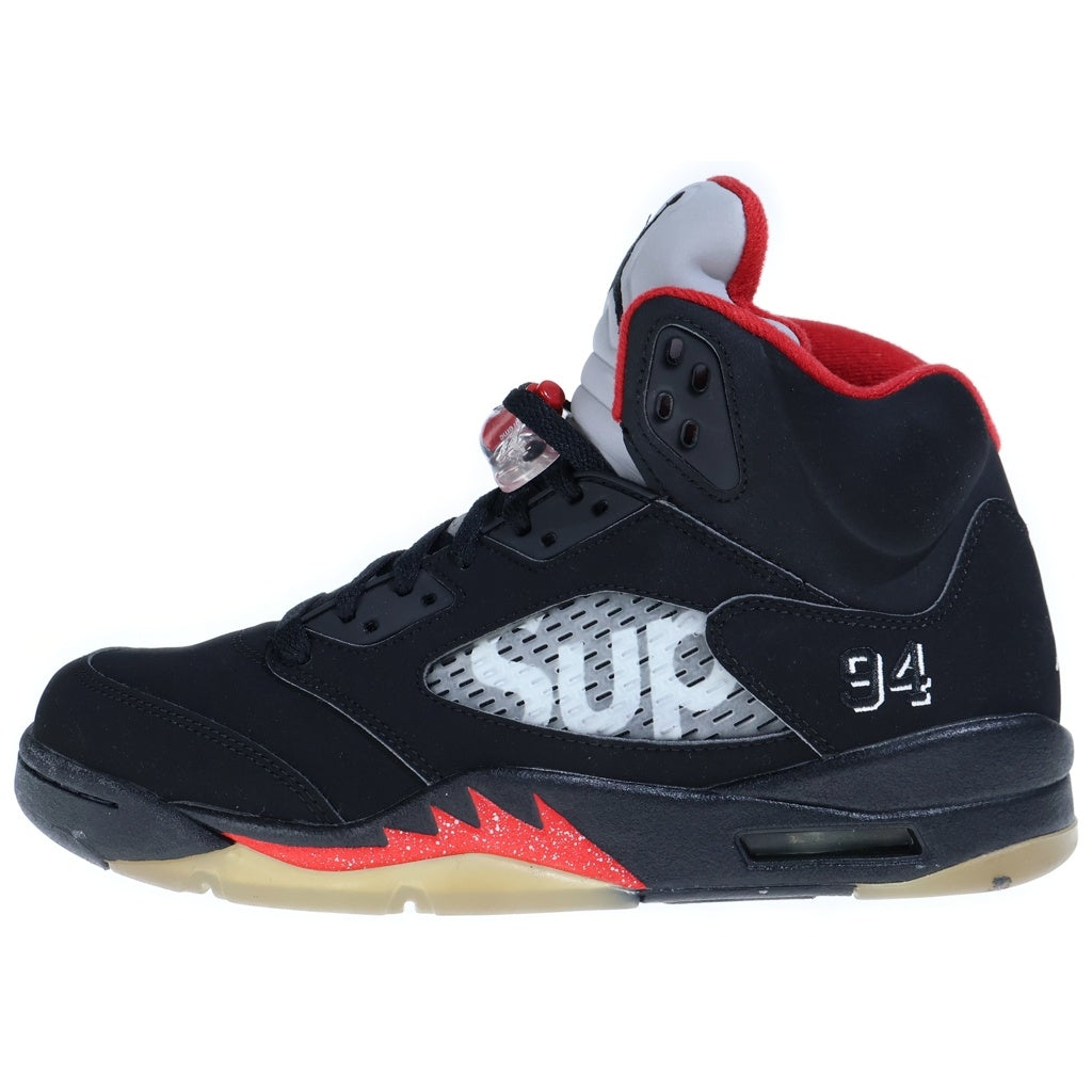 NIKE(ナイキ) 【鑑賞用 2015年製】×SUPREME AIR JORDAN 5 RETRO 824371-001 シュプリーム エアジョーダン5 レトロ ハイカットスニーカー ブラック US9/27cm