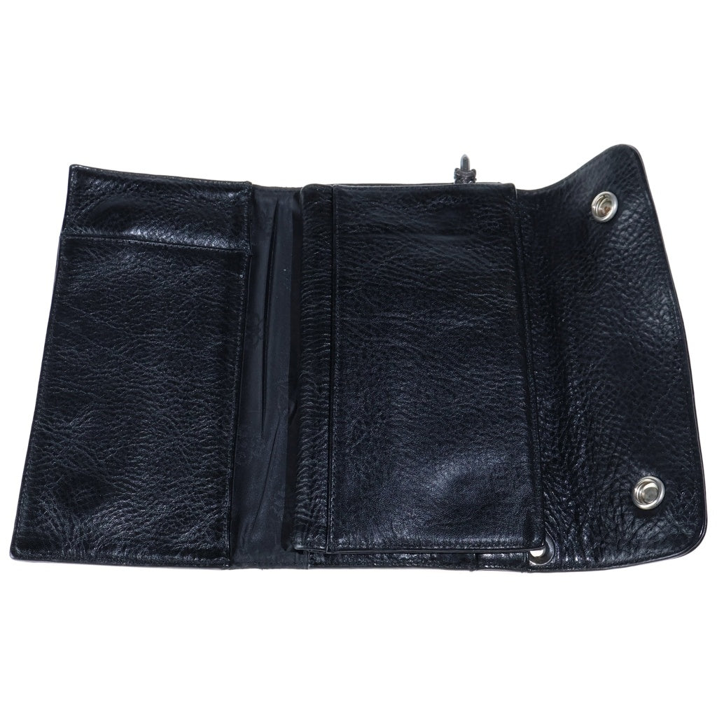 CHROME HEARTS(クロムハーツ) WAVE ウェーブ ロングウォレット 長財布 クロスボタン レザー ブラック