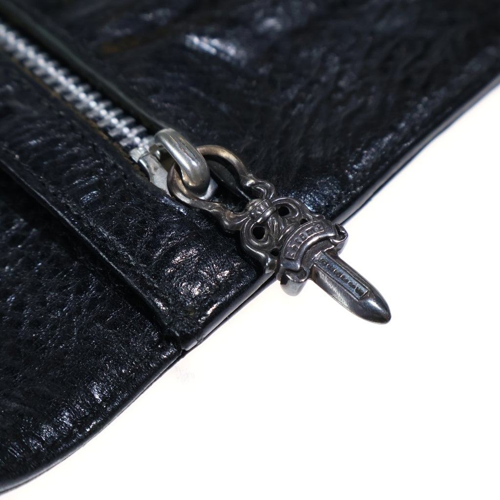 CHROME HEARTS(クロムハーツ) WAVE ウェーブ ロングウォレット 長財布 クロスボタン レザー ブラック