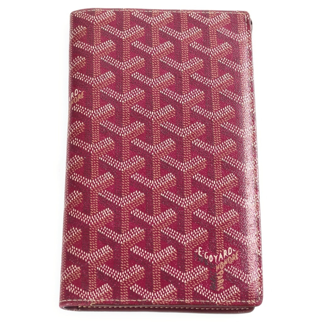 GOYARD(ゴヤール) リシュリュー ヘリンボーン PVCコーティングキャンバス ロングウォレット 2つ折り財布 レッド レディース