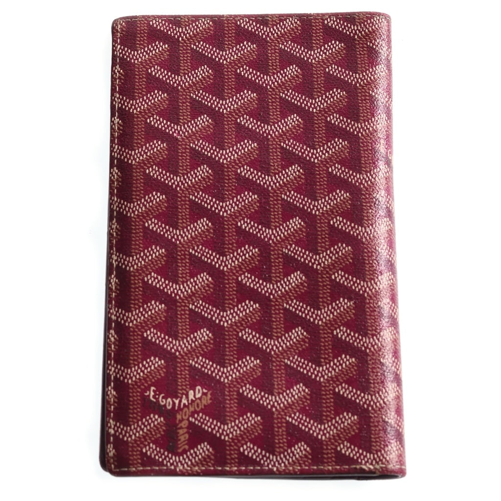 GOYARD(ゴヤール) リシュリュー ヘリンボーン PVCコーティングキャンバス ロングウォレット 2つ折り財布 レッド レディース