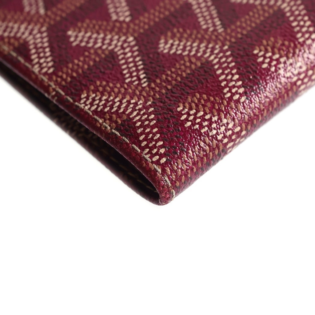 GOYARD(ゴヤール) リシュリュー ヘリンボーン PVCコーティングキャンバス ロングウォレット 2つ折り財布 レッド レディース