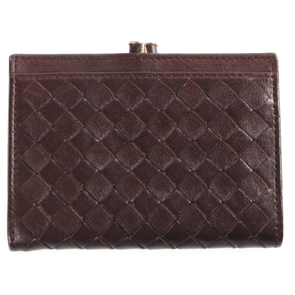 BOTTEGA VENETA(ボッテガヴェネタ) イントレチャート レザー コンパクトウォレット コインケース がま口 ブラウン レディース