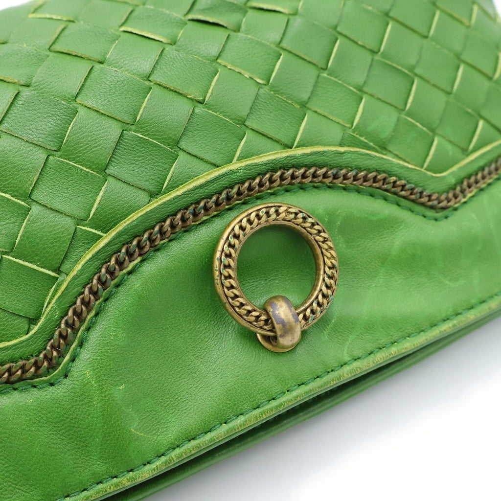 BOTTEGA VENETA(ボッテガヴェネタ) ヴィンテージ ミニハンドバッグ イントレチャート グリーン レディース