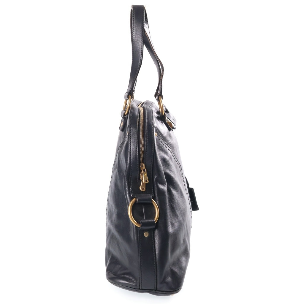 Yves Saint Laurent rive gauche(イヴサンローランリヴゴーシュ) ミューズ パテントレザー ショルダー トートバッグ ブラック 153959 レディース