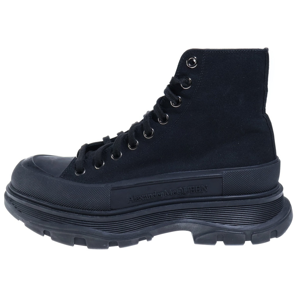 Alexander McQueen(アレキサンダーマックイーン) トレット スリック キャンバス レースアップ ハイカットスニーカー ブラック 604254