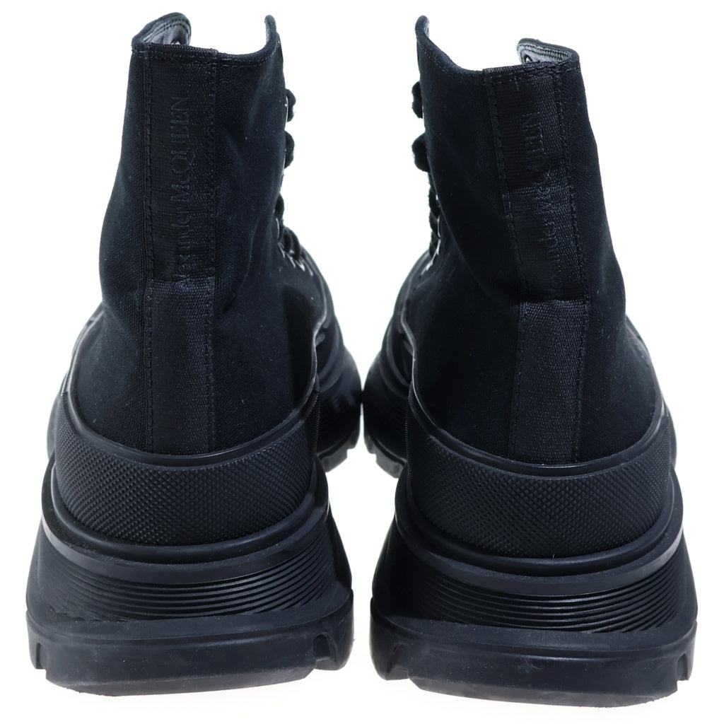 Alexander McQueen(アレキサンダーマックイーン) トレット スリック キャンバス レースアップ ハイカットスニーカー ブラック 604254