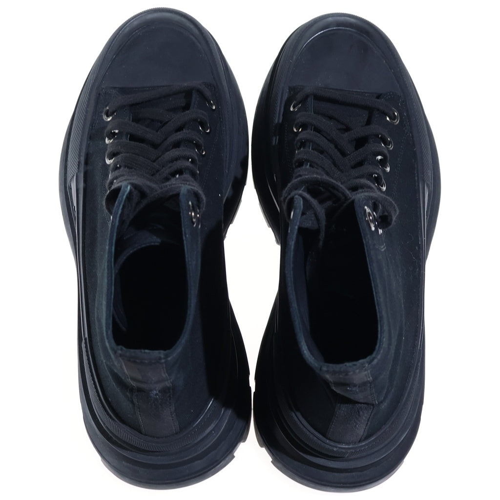 Alexander McQueen(アレキサンダーマックイーン) トレット スリック キャンバス レースアップ ハイカットスニーカー ブラック 604254