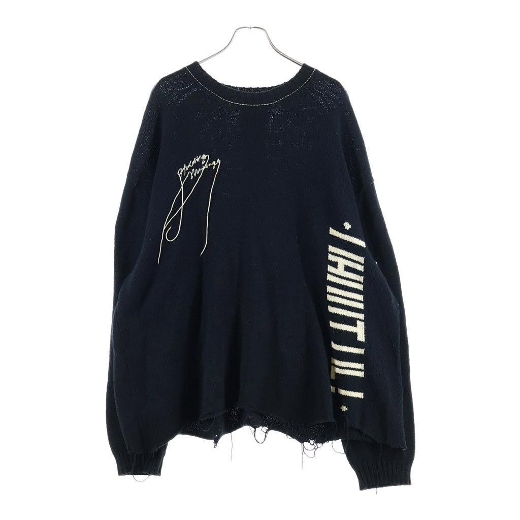 doublet(ダブレット) 20SS HIDDEN MESSAGE KNITWEAR ヒドゥン メッセージ ニットウェア ダメージ セーター ブラック 20SS21KN30