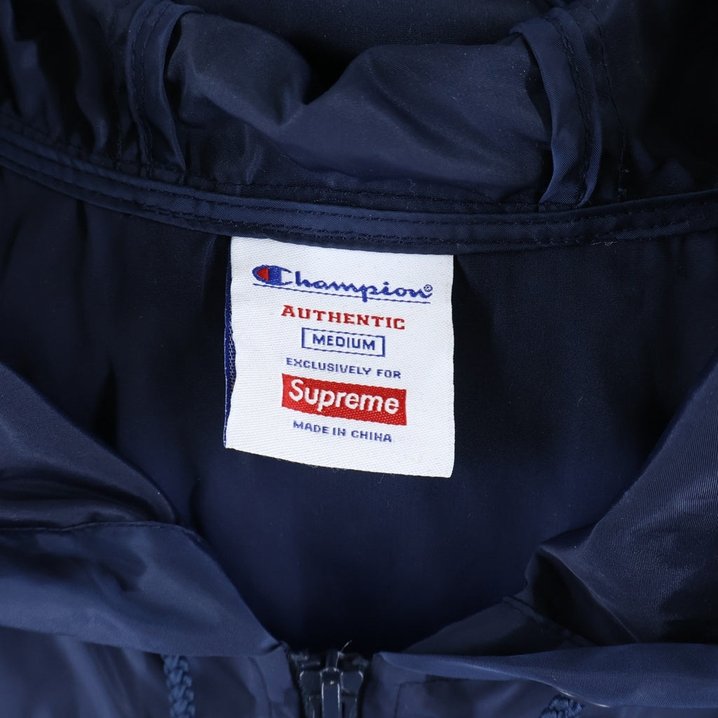 SUPREME(シュプリーム) 16SS ×Champion Half Zip Windbreaker チャンピオン ロゴプリント ハーフジップ プルオーバー パーカー ウィンドブレーカー ネイビー