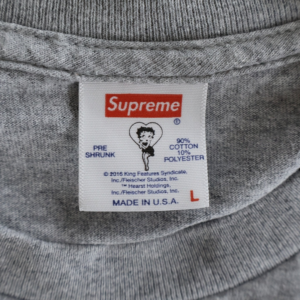 SUPREME(シュプリーム) 16SS Betty Boop Tee ベティーブープ プリント クルーネック 半袖Tシャツ カットソー グレー