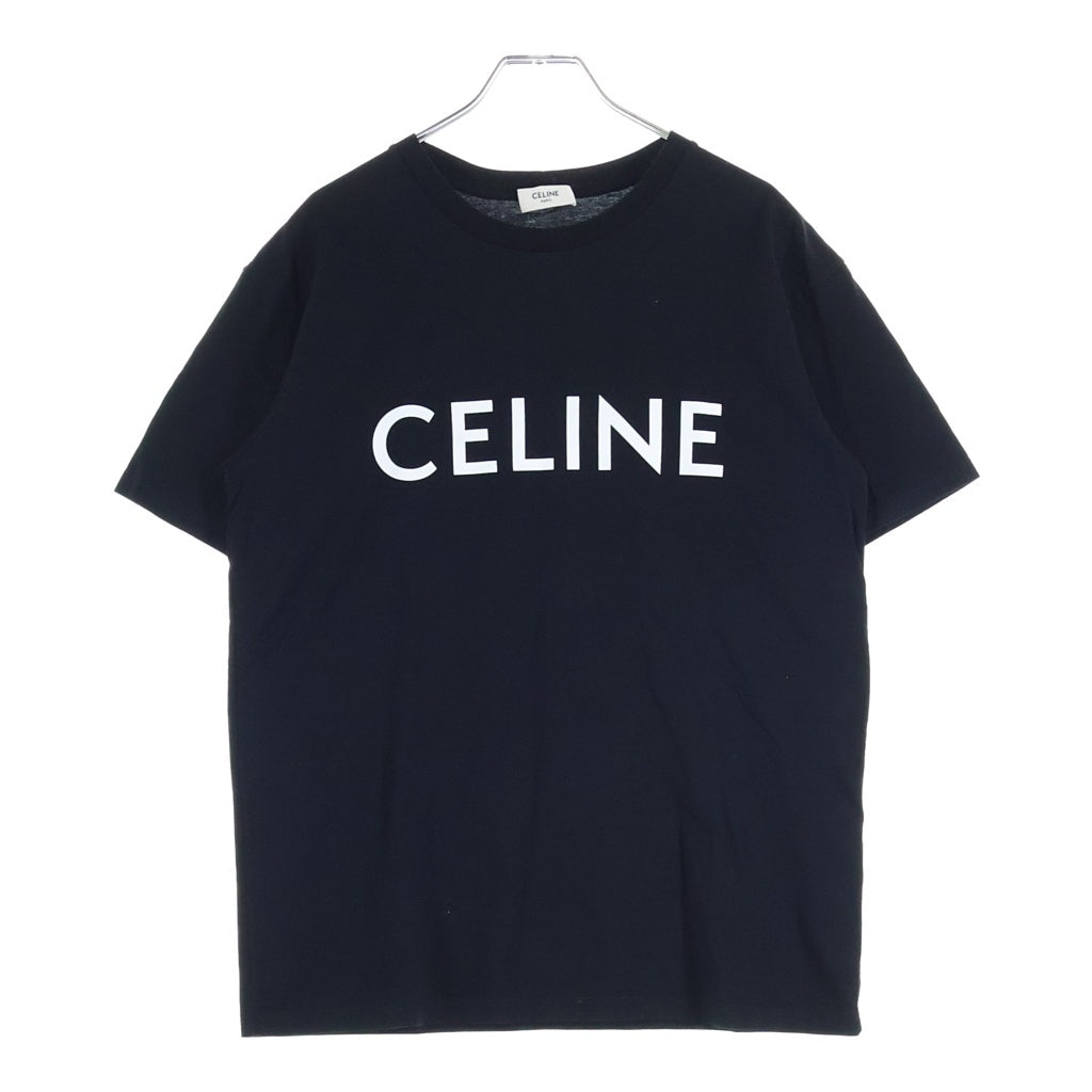 CELINE(セリーヌ) ルーズ コットンジャージー ロゴプリント クルーネック 半袖Tシャツ カットソー ブラック レディース 2X764671Q