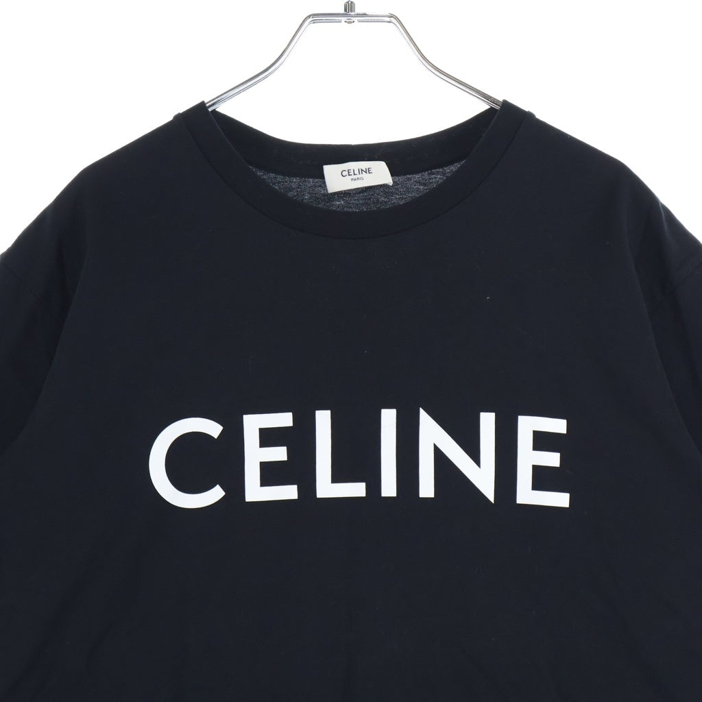 CELINE(セリーヌ) ルーズ コットンジャージー ロゴプリント クルーネック 半袖Tシャツ カットソー ブラック レディース 2X764671Q