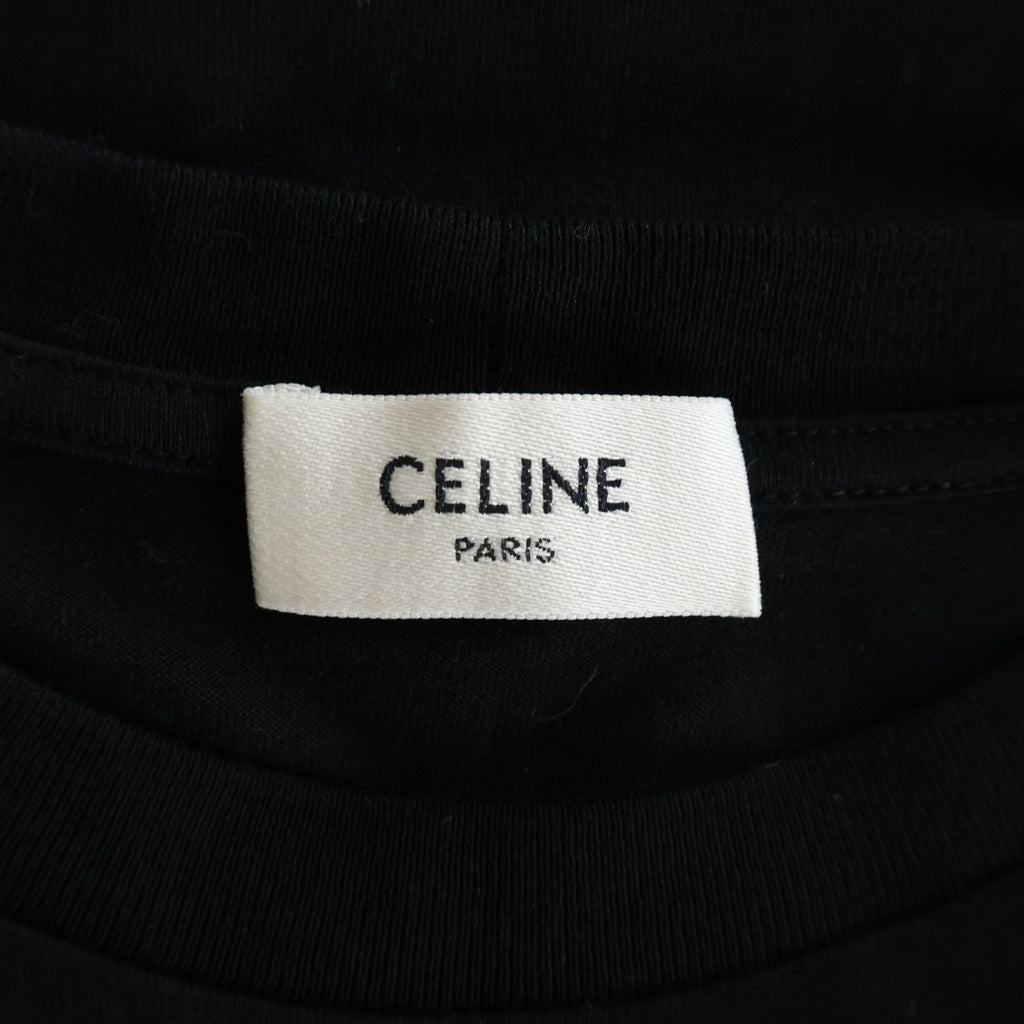 CELINE(セリーヌ) ルーズ コットンジャージー ロゴプリント クルーネック 半袖Tシャツ カットソー ブラック レディース 2X764671Q