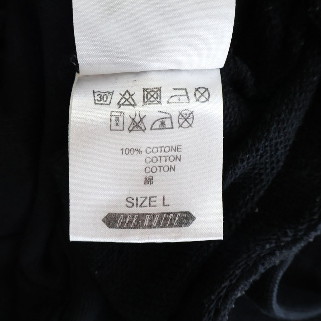 OFF-WHITE(オフホワイト) BLUE COLLAR HOODIE バックプリント フーデッド プルオーバーパーカー スウェットシャツ ブラック