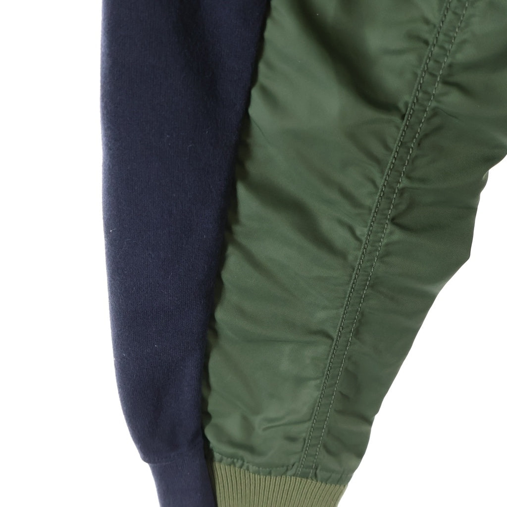 Sacai(サカイ) 20AW ×NIKE LAB U NRG HOODIE ナイキラボ フーデッド ドッキング ナイロン切り替え プルオーバーパーカー スウェットシャツ ネイビー/カーキ CW2419-475