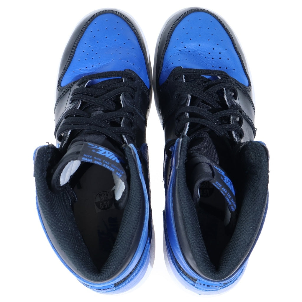 NIKE(ナイキ) 【観賞用 2016年製】 GS AIR JORDAN 1 RETRO HIGH ROYAL 575441-007 エアジョーダン1 レトロ ロイヤル ハイカットスニーカー レディース ブラック/ブルー US6.5/24.5cm