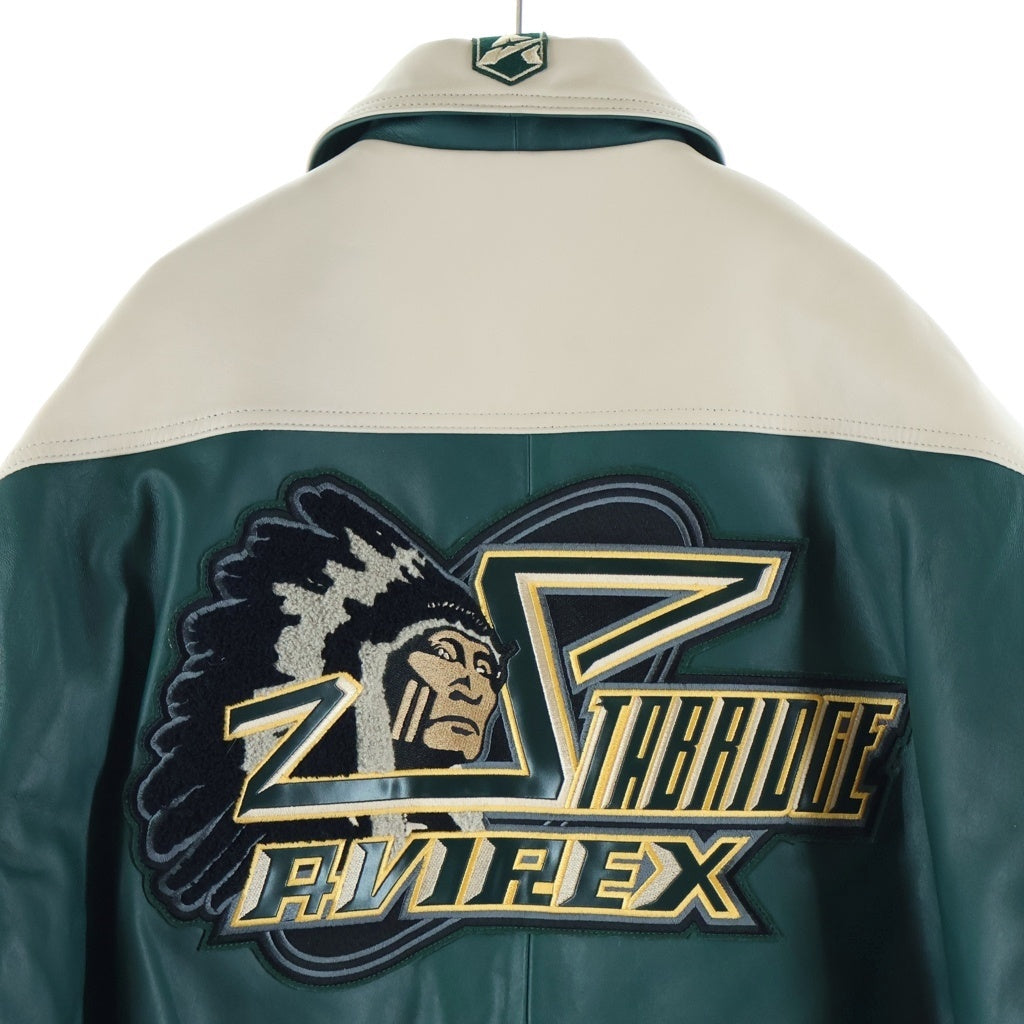 AVIREX(アヴィレックス) 25AW ×STABRIDGE CHIEF ROCKA VARSITY JACKET スタブリッジ バーシティジャケット スタジャン ジャケット ブルゾン ベージュ/グリーン 783-6150004