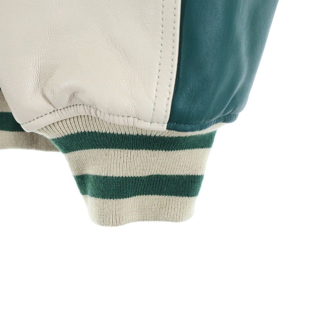 AVIREX(アヴィレックス) 25AW ×STABRIDGE CHIEF ROCKA VARSITY JACKET スタブリッジ バーシティジャケット スタジャン ジャケット ブルゾン ベージュ/グリーン 783-6150004