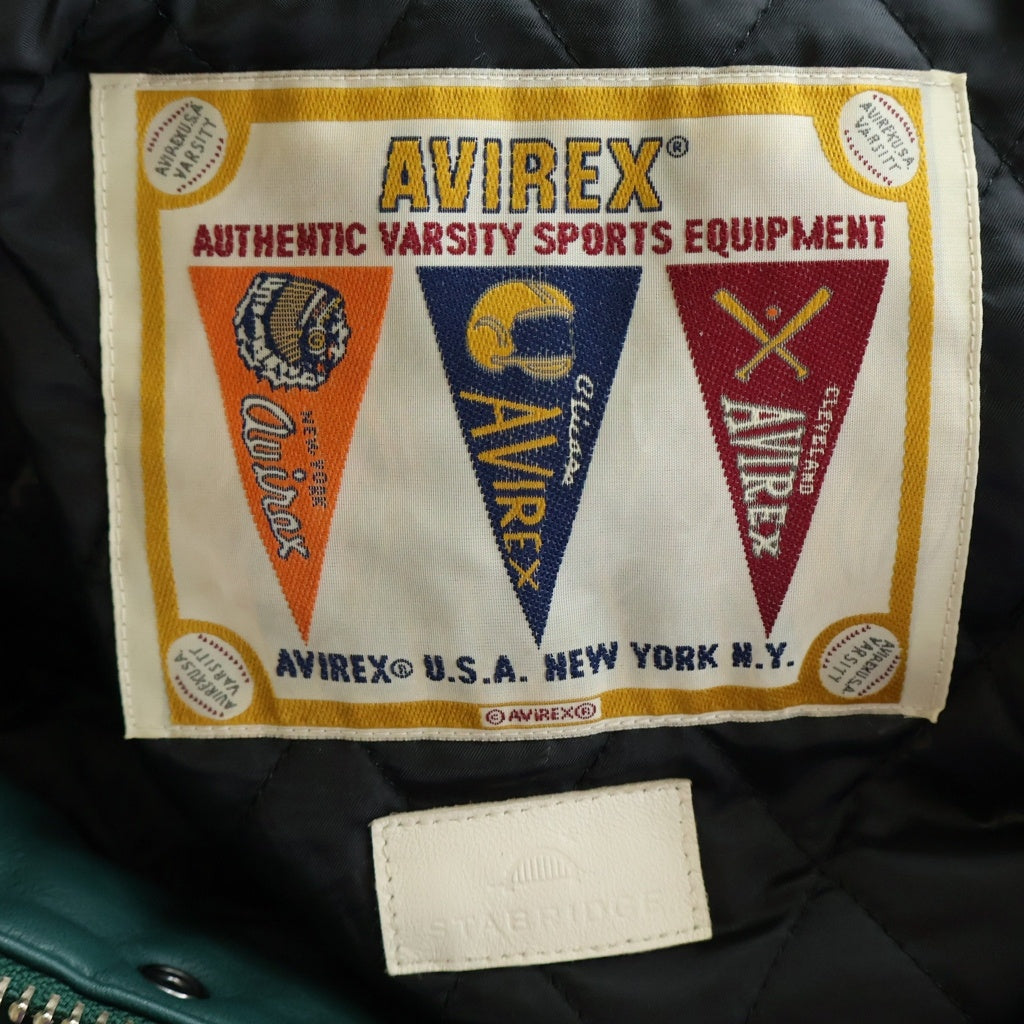 AVIREX(アヴィレックス) 25AW ×STABRIDGE CHIEF ROCKA VARSITY JACKET スタブリッジ バーシティジャケット スタジャン ジャケット ブルゾン ベージュ/グリーン 783-6150004