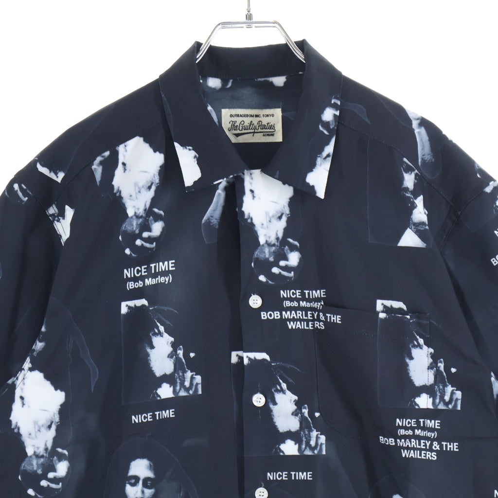 WACKO MARIA(ワコマリア) 21SS BOB MARLEY HAWAIIAN SHIRTS ボブマーリー ハワイアン 総柄 半袖シャツ ブラック