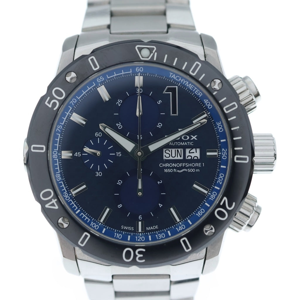EDOX(エドックス) CHRONOFFSHORE-1 クロノオフショア1 クロノグラフ オートマティック 自動巻き シルバー 01122-3M-BUIN1