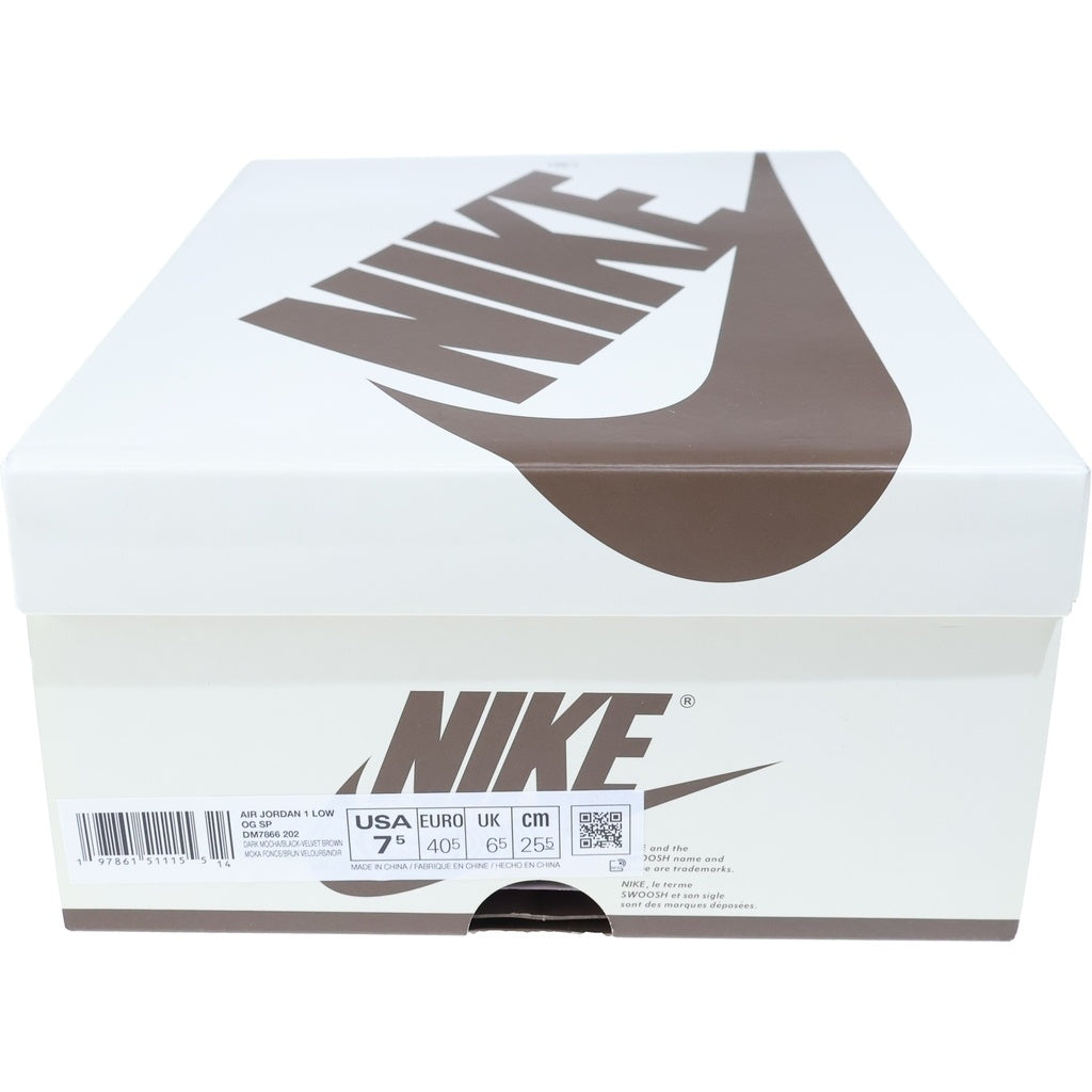 NIKE(ナイキ) ×TRAVIS SCOTT AIR JORDAN 1 LOW OG SP VELVET BROWN トラヴィススコット エアジョーダン1 ベルベットブラウン ローカットスニーカー ブラウン US7.5/25.5cm DM7866-202