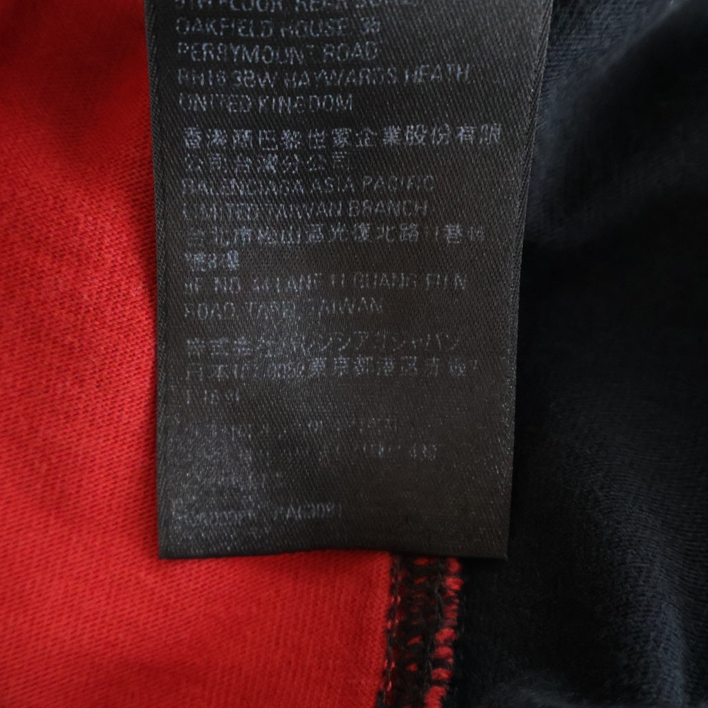 BALENCIAGA(バレンシアガ) 23SS ×adidas アディダス フロントロゴ刺繍 サイドライン コットン切替 半袖Tシャツ カットソー ブラック/レッド 712401 TNVA6