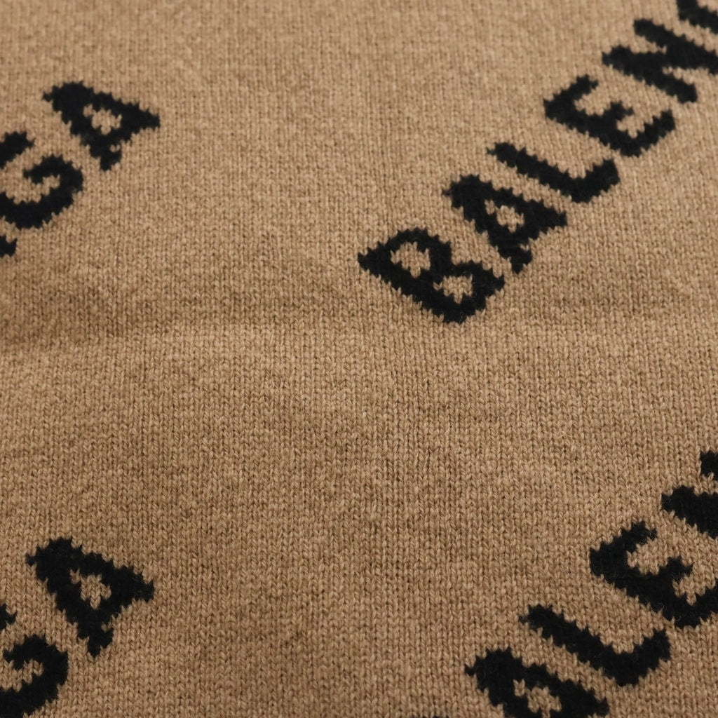 BALENCIAGA(バレンシアガ) 20AW ALLOVER LOGO オールオーバーロゴ スカーフ マフラー ウール ブラック/ブラウン 633719 T1567