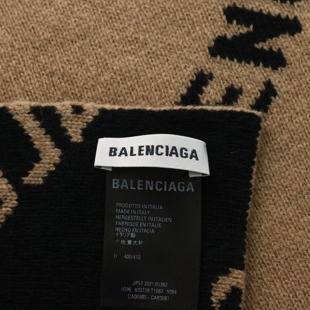 BALENCIAGA(バレンシアガ) 20AW ALLOVER LOGO オールオーバーロゴ スカーフ マフラー ウール ブラック/ブラウン 633719 T1567