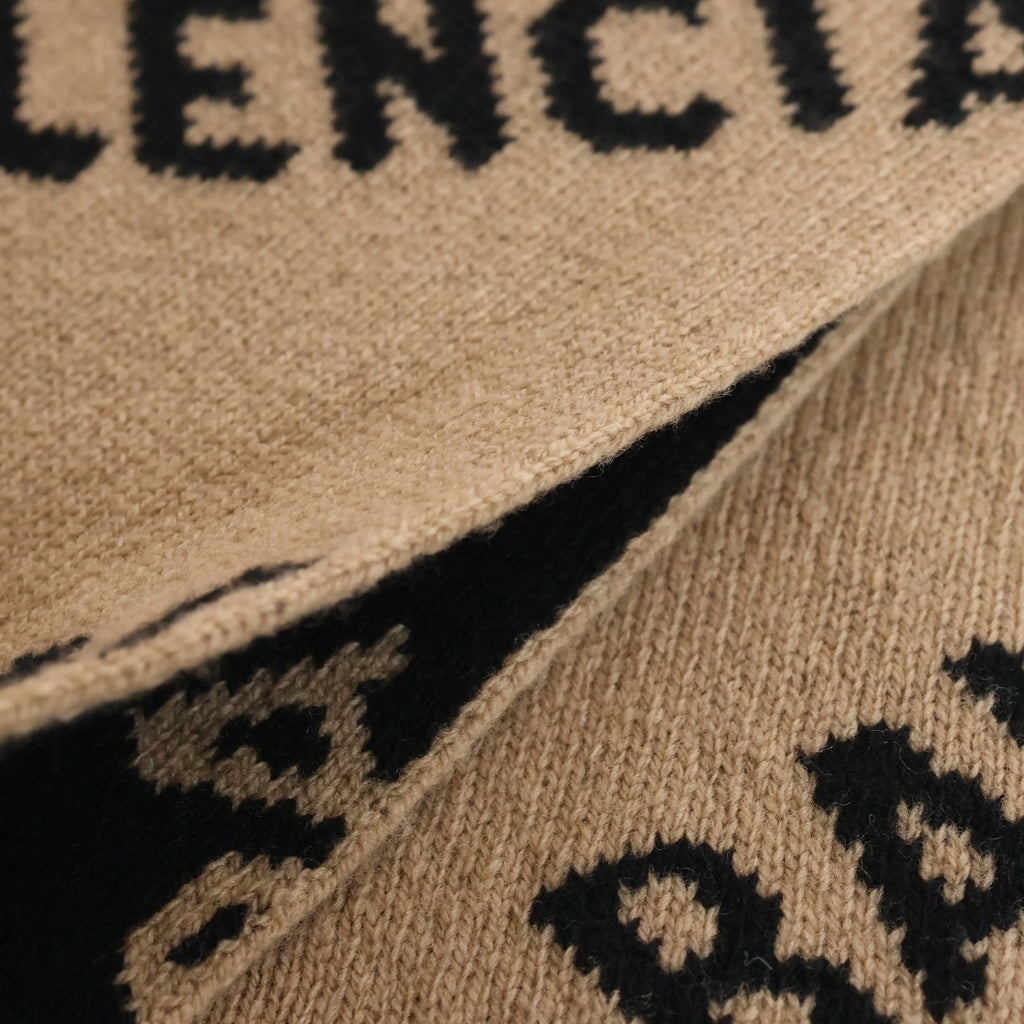 BALENCIAGA(バレンシアガ) 20AW ALLOVER LOGO オールオーバーロゴ スカーフ マフラー ウール ブラック/ブラウン 633719 T1567