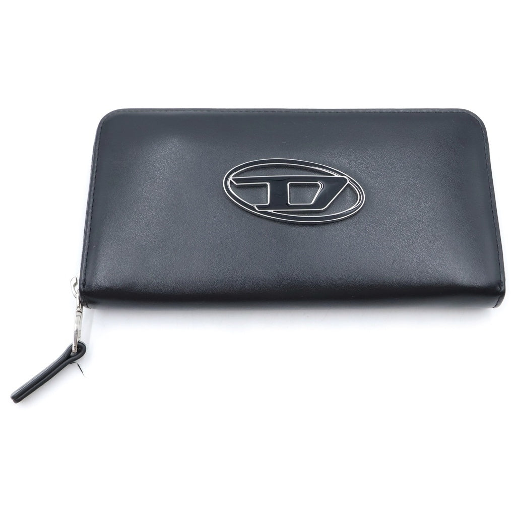 DIESEL(ディーゼル) オーバルD ラウンドジップ レザー ロングウォレット 長財布 ブラック