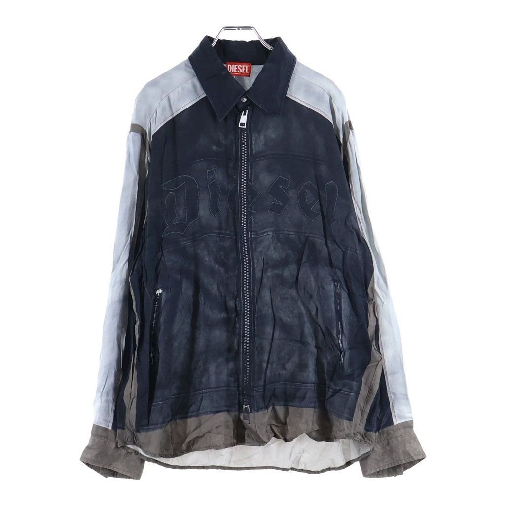 DIESEL(ディーゼル) S-AFTER バイカージャケット トロンプルイユ レーヨン 長袖シャツ ブラック A14237
