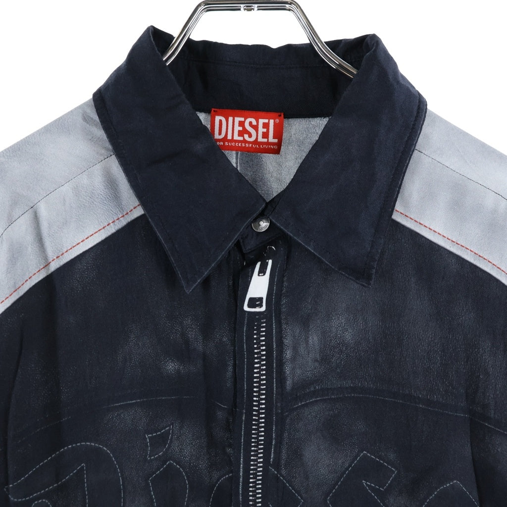 DIESEL(ディーゼル) S-AFTER バイカージャケット トロンプルイユ レーヨン 長袖シャツ ブラック A14237