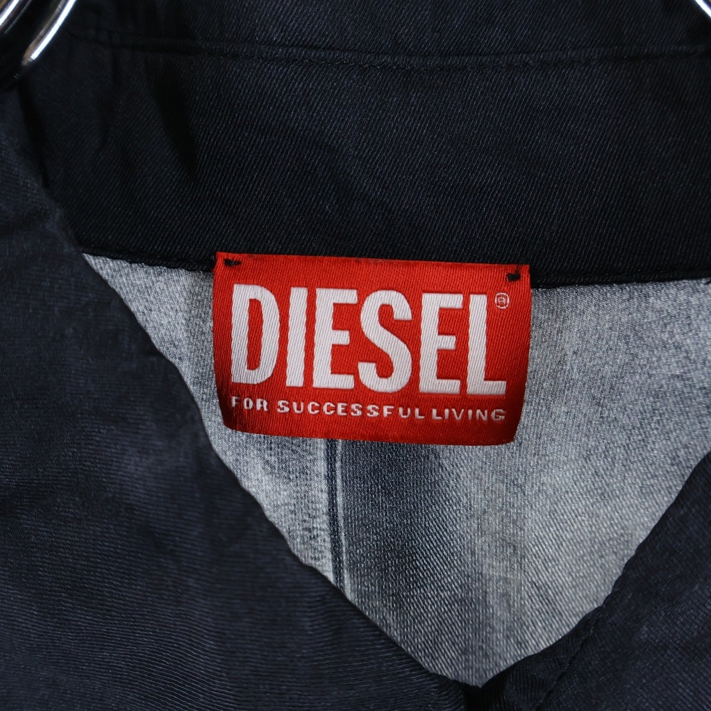 DIESEL(ディーゼル) S-AFTER バイカージャケット トロンプルイユ レーヨン 長袖シャツ ブラック A14237