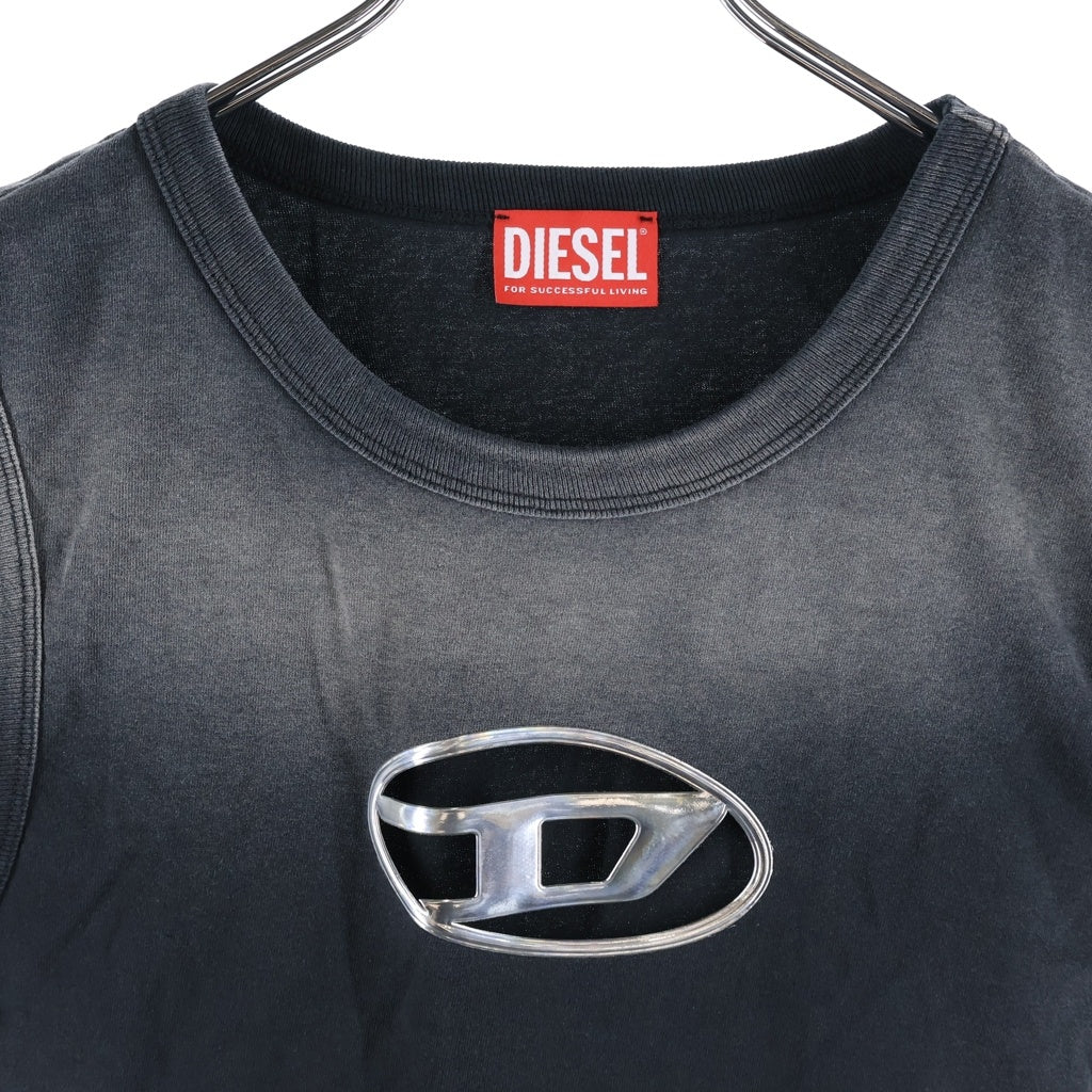 DIESEL(ディーゼル) T-BRICO オーバルD タンクトップ ノースリーブカットソー ブラック A13601