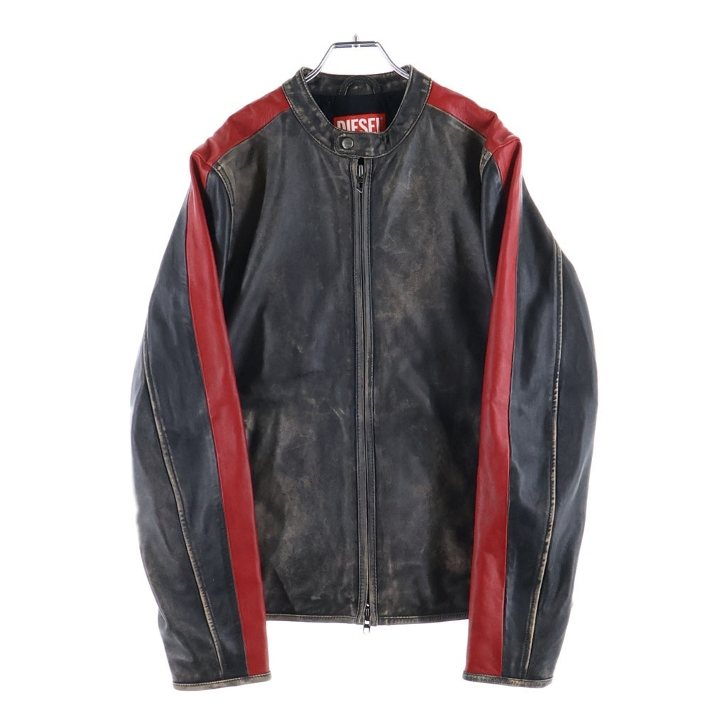DIESEL(ディーゼル) L-RENN ダメージレザー シングル ライダースジャケット ブラック A14841