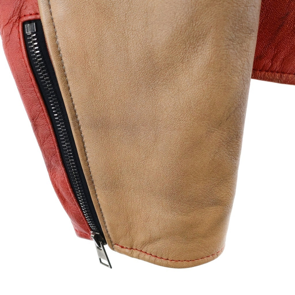 DIESEL(ディーゼル) L-RUSCHA トロンプルイユ ジップアップ シングル ライダースジャケット レッド A14493