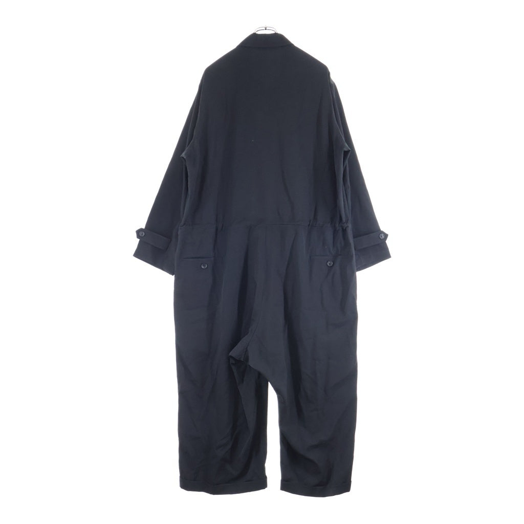 Yohji Yamamoto POUR HOMME(ヨウジヤマモト プールオム) 25SS ダブルプラケット ジャンプスーツ つなぎ ウールギャバジン オールインワン ブラック HP-D01-100