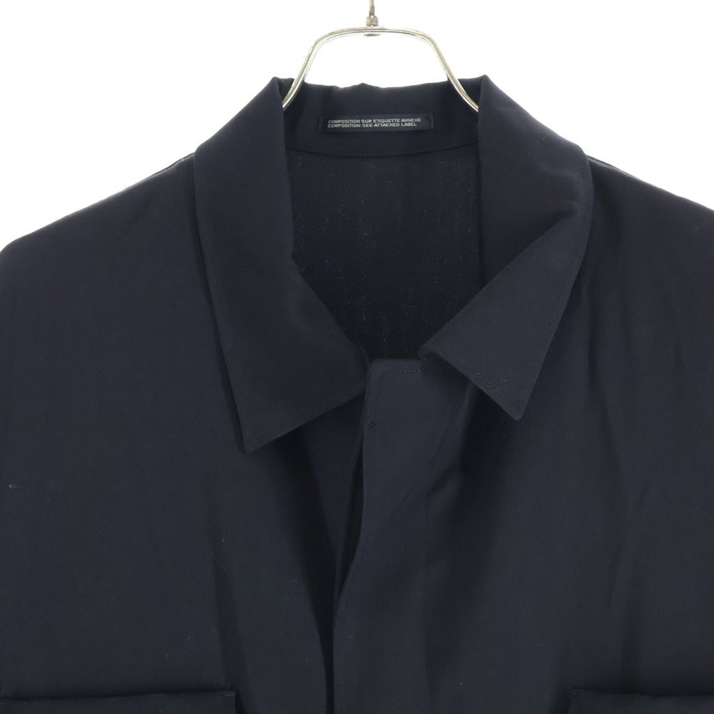 Yohji Yamamoto POUR HOMME(ヨウジヤマモト プールオム) 25SS ダブルプラケット ジャンプスーツ つなぎ ウールギャバジン オールインワン ブラック HP-D01-100