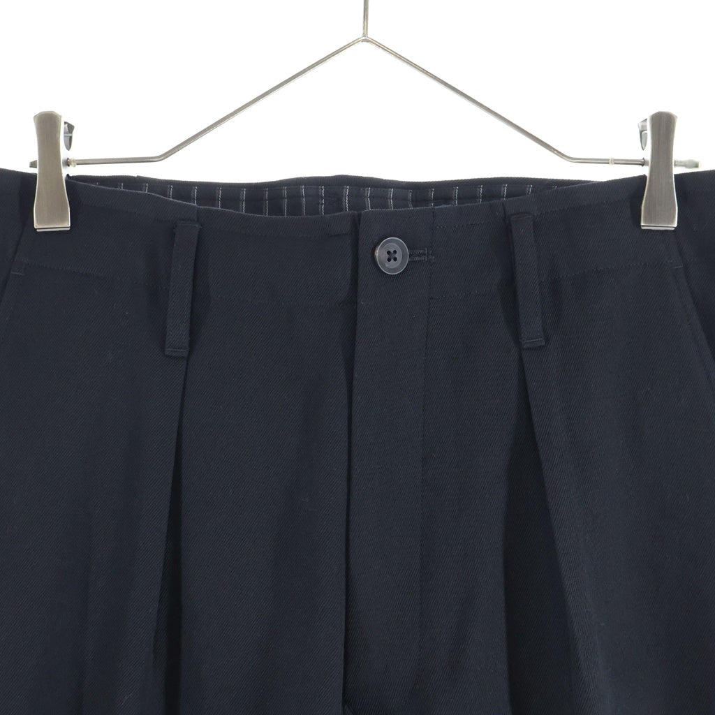 Yohji Yamamoto POUR HOMME(ヨウジヤマモト プールオム) 24AW テーパードパンツ タッグ ワイド ロングパンツ スラックス ブラック HO-P44-101
